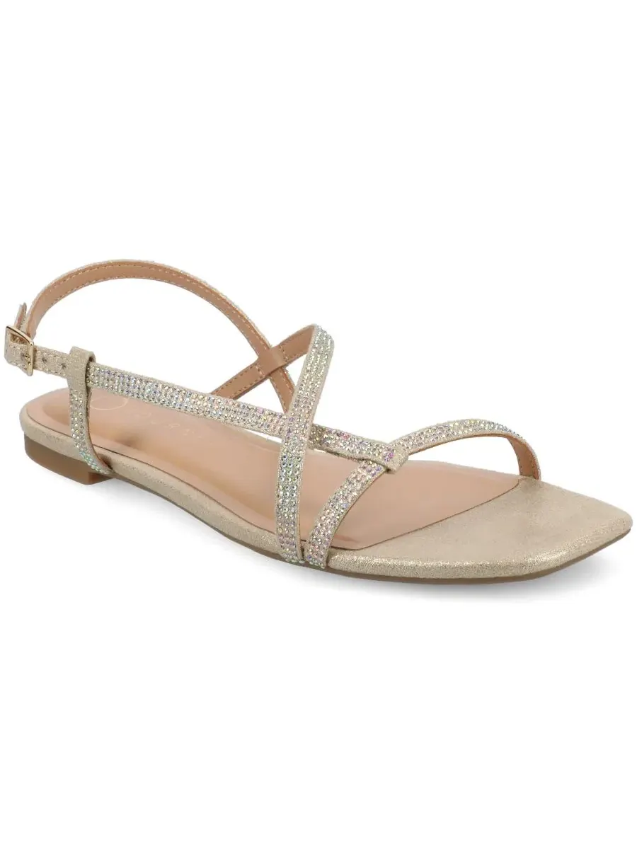 Женские сандалии Francis Strappy Glitter Flat Sandals с ремешками и блестками Journee Collection — изображение 1 из 5, золото