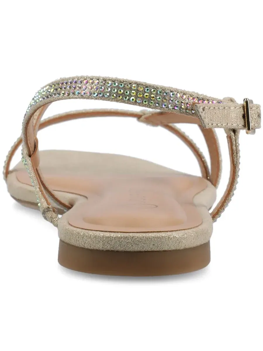 Женские сандалии Francis Strappy Glitter Flat Sandals с ремешками и блестками Journee Collection — изображение 3 из 5, золото