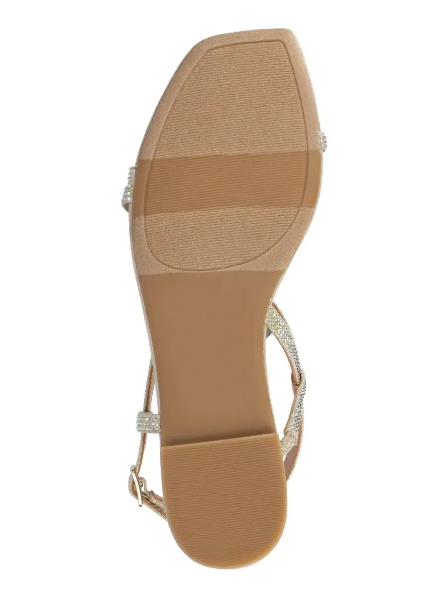 Женские сандалии Francis Strappy Glitter Flat Sandals с ремешками и блестками Journee Collection — изображение 5 из 5, золото