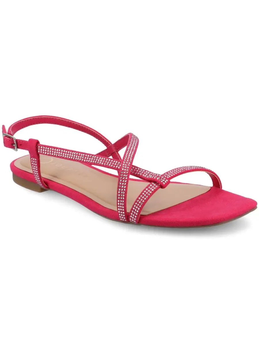 Женские сандалии Francis Strappy Glitter Flat Sandals с ремешками и блестками Journee Collection — изображение 1 из 5, фуксия