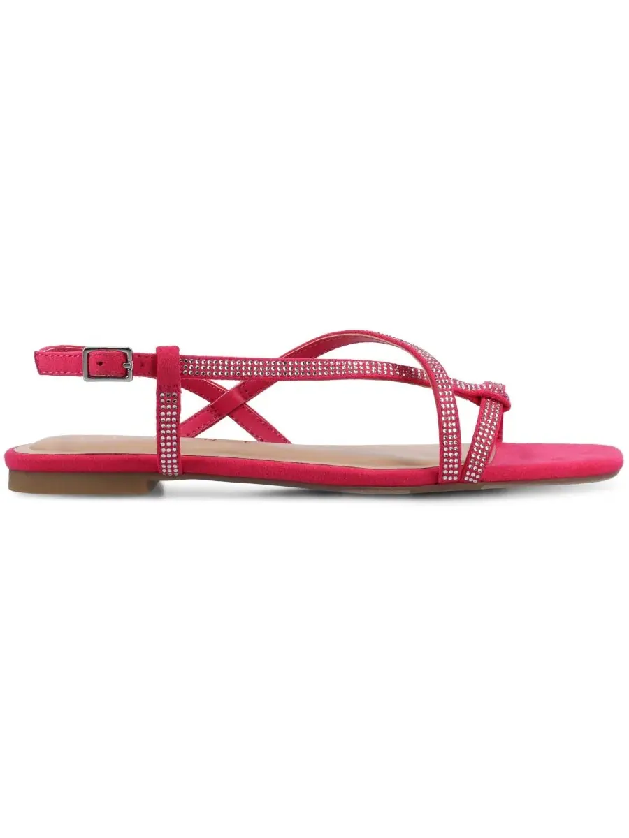 Женские сандалии Francis Strappy Glitter Flat Sandals с ремешками и блестками Journee Collection — изображение 2 из 5, фуксия