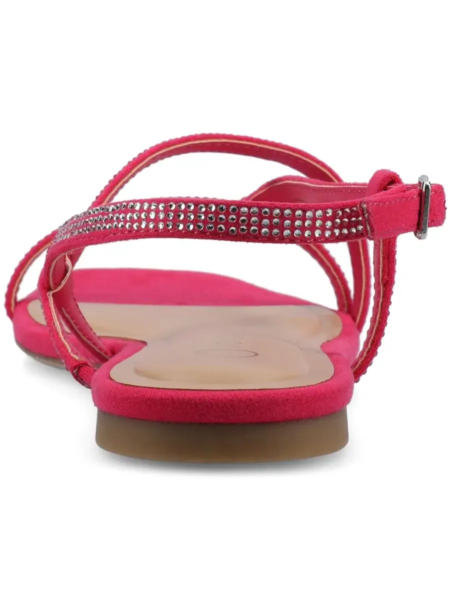 Женские сандалии Francis Strappy Glitter Flat Sandals с ремешками и блестками Journee Collection — изображение 3 из 5, фуксия