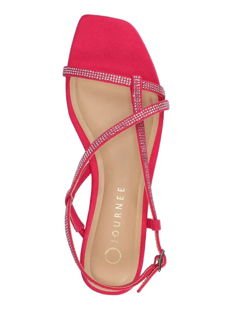 Женские сандалии Francis Strappy Glitter Flat Sandals с ремешками и блестками Journee Collection — изображение 4 из 5, фуксия
