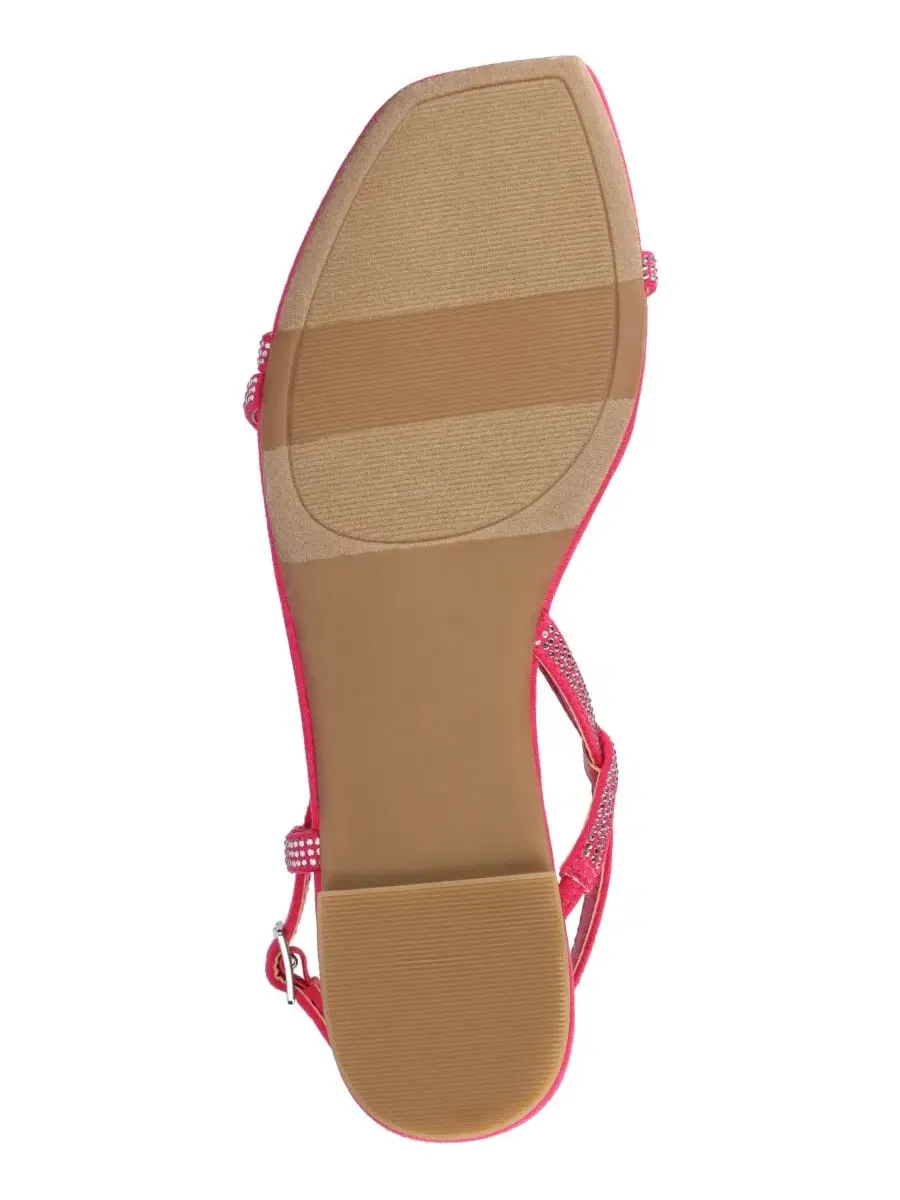 Женские сандалии Francis Strappy Glitter Flat Sandals с ремешками и блестками Journee Collection — изображение 5 из 5, фуксия