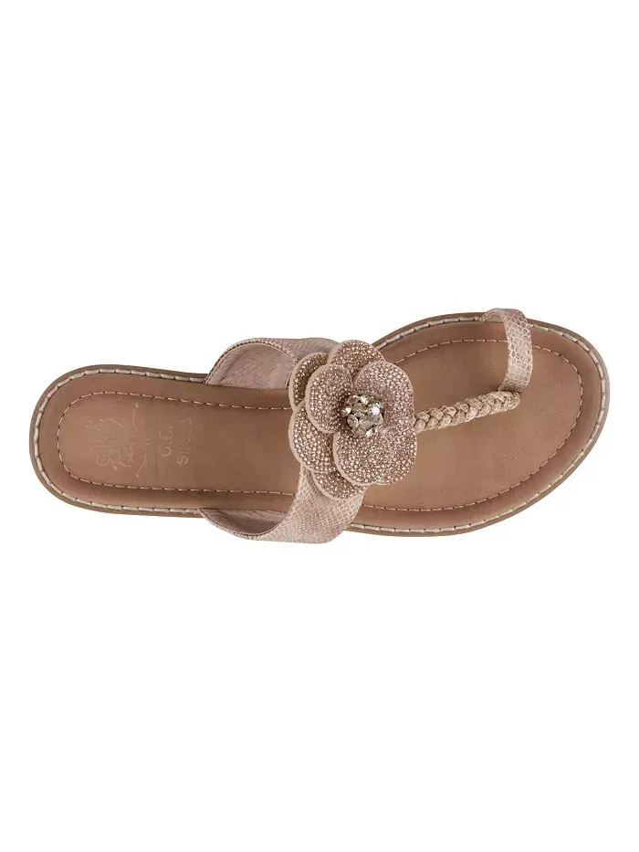 Женские плоские сандалии Blossom Flower с украшением на пальцах в виде цветов GC Shoes — изображение 4 из 5