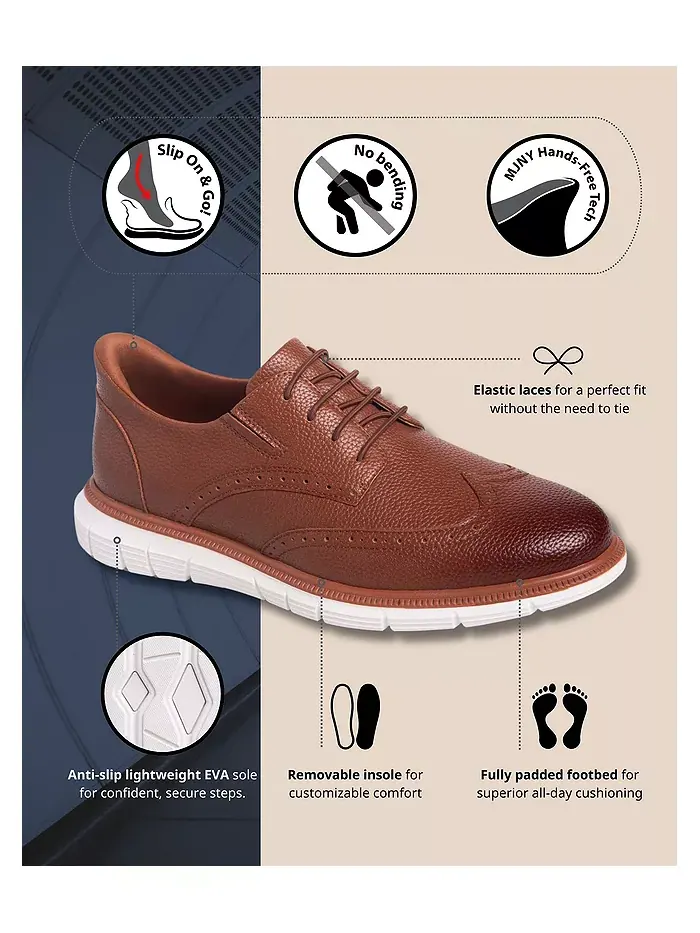 Hill Street Оксфорды Wingtip с технологией Hands-Free Slip On из кожи Marc Joseph New York — изображение 2 из 8, коньячный
