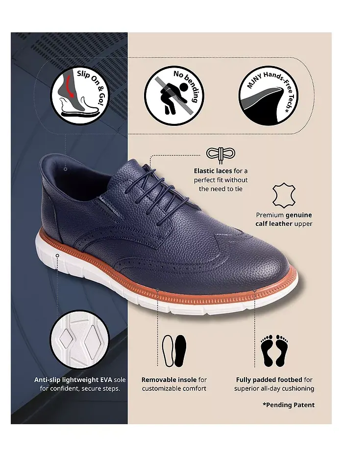 Hill Street технология Hands-Free Slip On кожаные оксфорды Wingtip Marc Joseph New York — изображение 3 из 5, синий