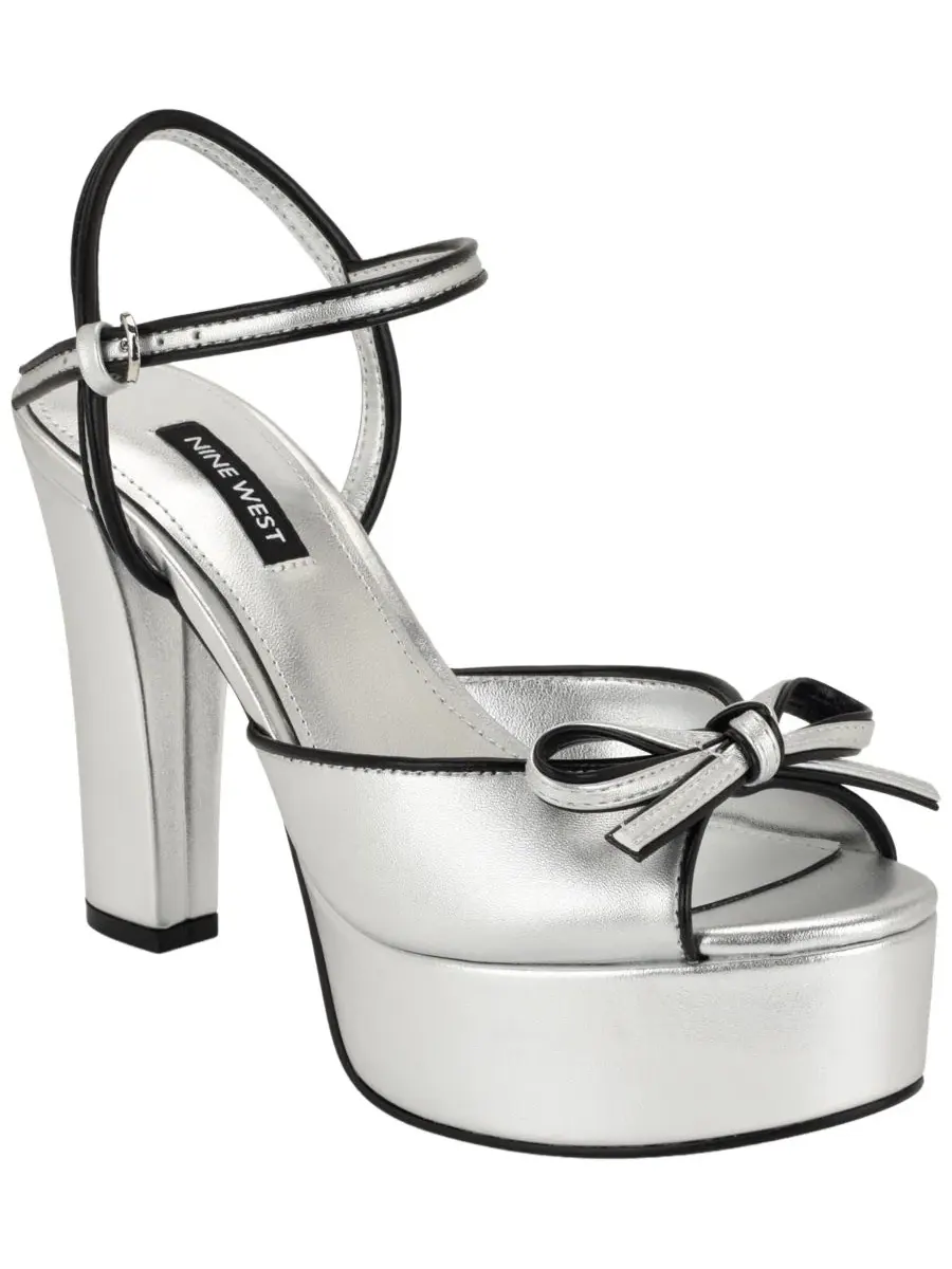 Босоножки на платформе и каблуке Nessle Nine West — изображение 1 из 5, серебристый/черный