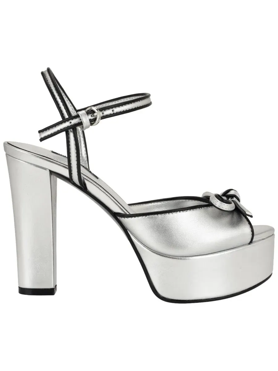 Босоножки на платформе и каблуке Nessle Nine West — изображение 2 из 5, серебристый/черный