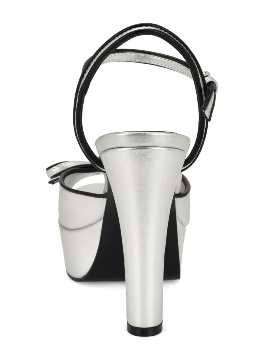 Босоножки на платформе и каблуке Nessle Nine West — изображение 3 из 5, серебристый/черный