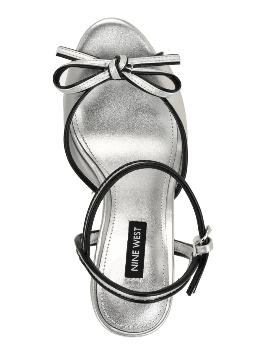 Босоножки на платформе и каблуке Nessle Nine West — изображение 4 из 5, серебристый/черный