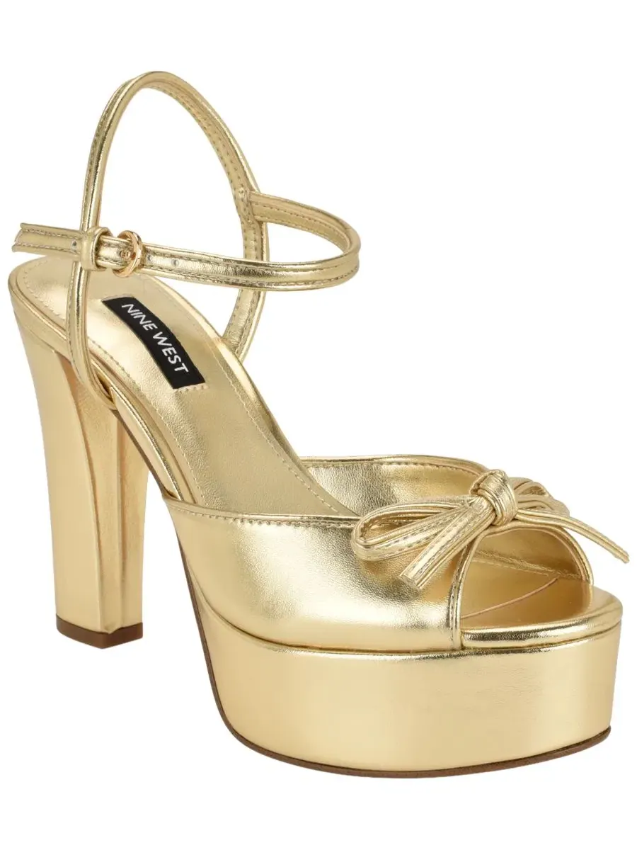 Сандалии на платформе с каблуком Nessle Nine West — изображение 1 из 5, золото