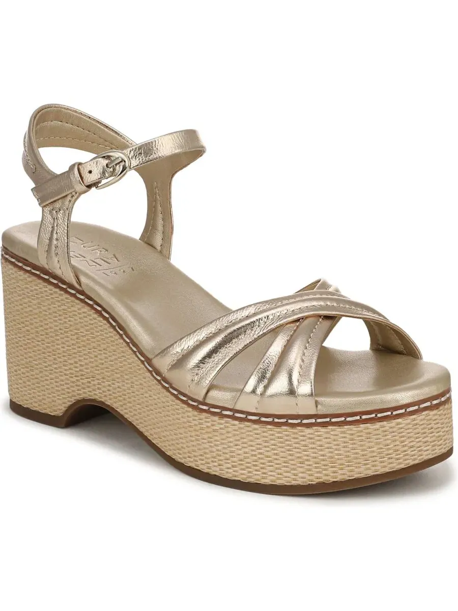 Сандалии на танкетке с ремешками Dovie Naturalizer, Champagne Metallic Leather