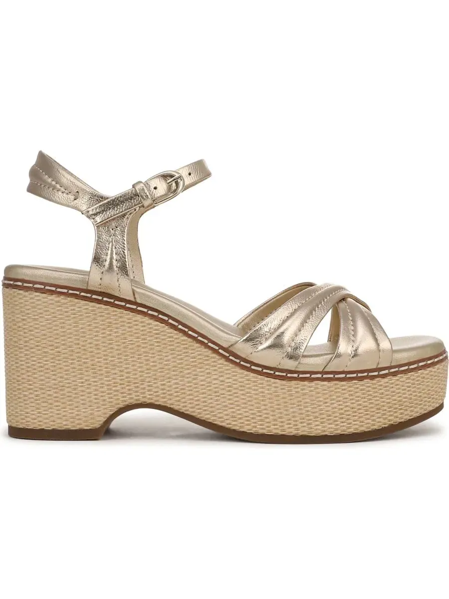 Сандалии на танкетке с ремешками Dovie Naturalizer, Champagne Metallic Leather — изображение 2 из 5