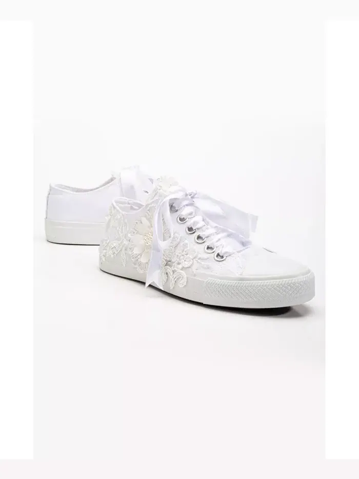 Кроссовки свадебные Peyton с цветочным кружевом Forever & Always Shoes — изображение 3 из 5, белый