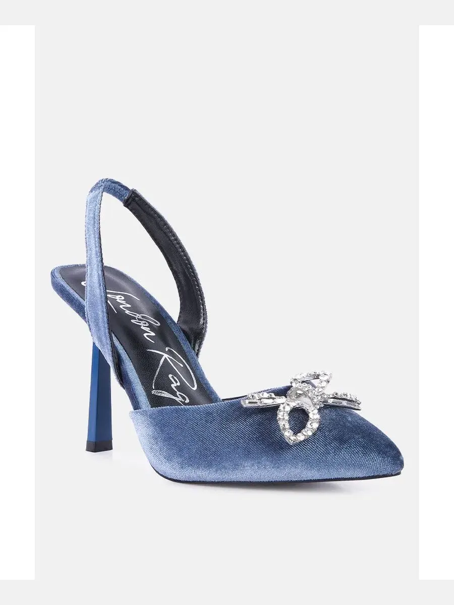 Замшевые туфли-мюли на каблуке-шпильке с бантом Firebird Heeled Mules London Rag — изображение 1 из 5, синий