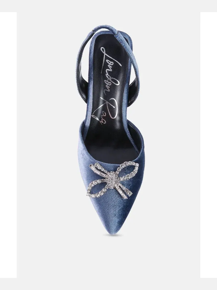 Замшевые туфли-мюли на каблуке-шпильке с бантом Firebird Heeled Mules London Rag — изображение 5 из 5, синий
