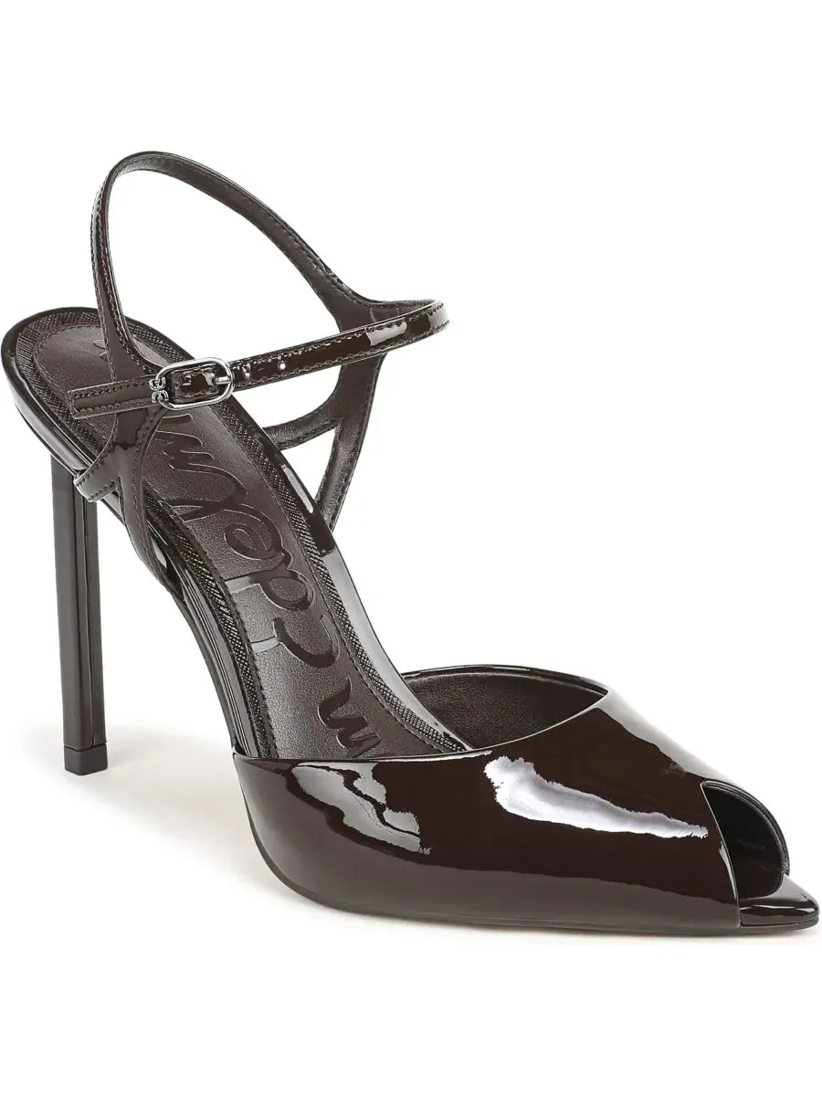 Туфли-лодочки Tinslie на каблуке-шпильке с открытым мысом Sam Edelman, Rich Chocolate Patent Leather — изображение 1 из 5