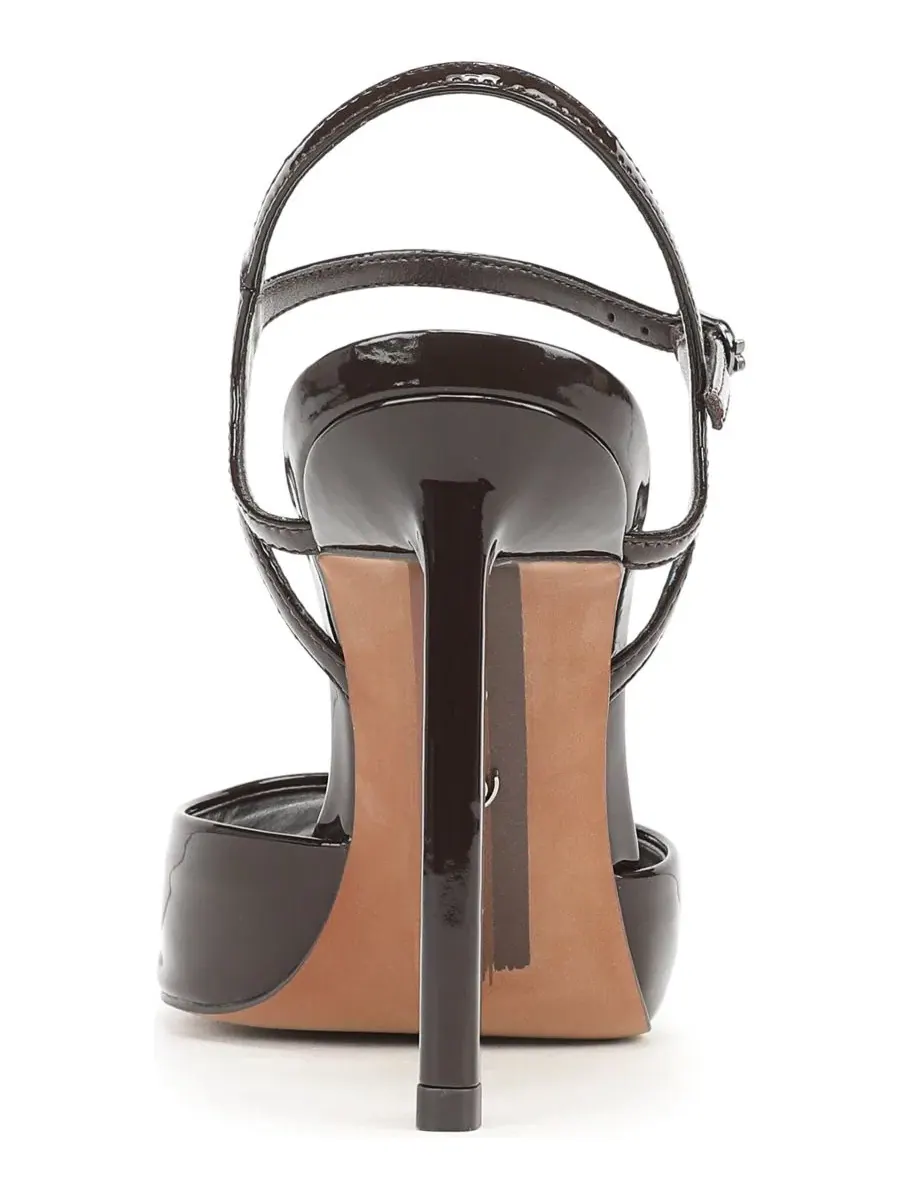 Туфли-лодочки Tinslie на каблуке-шпильке с открытым мысом Sam Edelman, Rich Chocolate Patent Leather — изображение 3 из 5