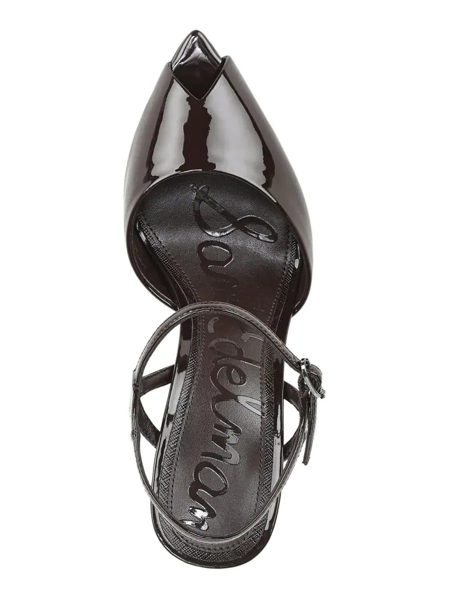 Туфли-лодочки Tinslie на каблуке-шпильке с открытым мысом Sam Edelman, Rich Chocolate Patent Leather — изображение 4 из 5