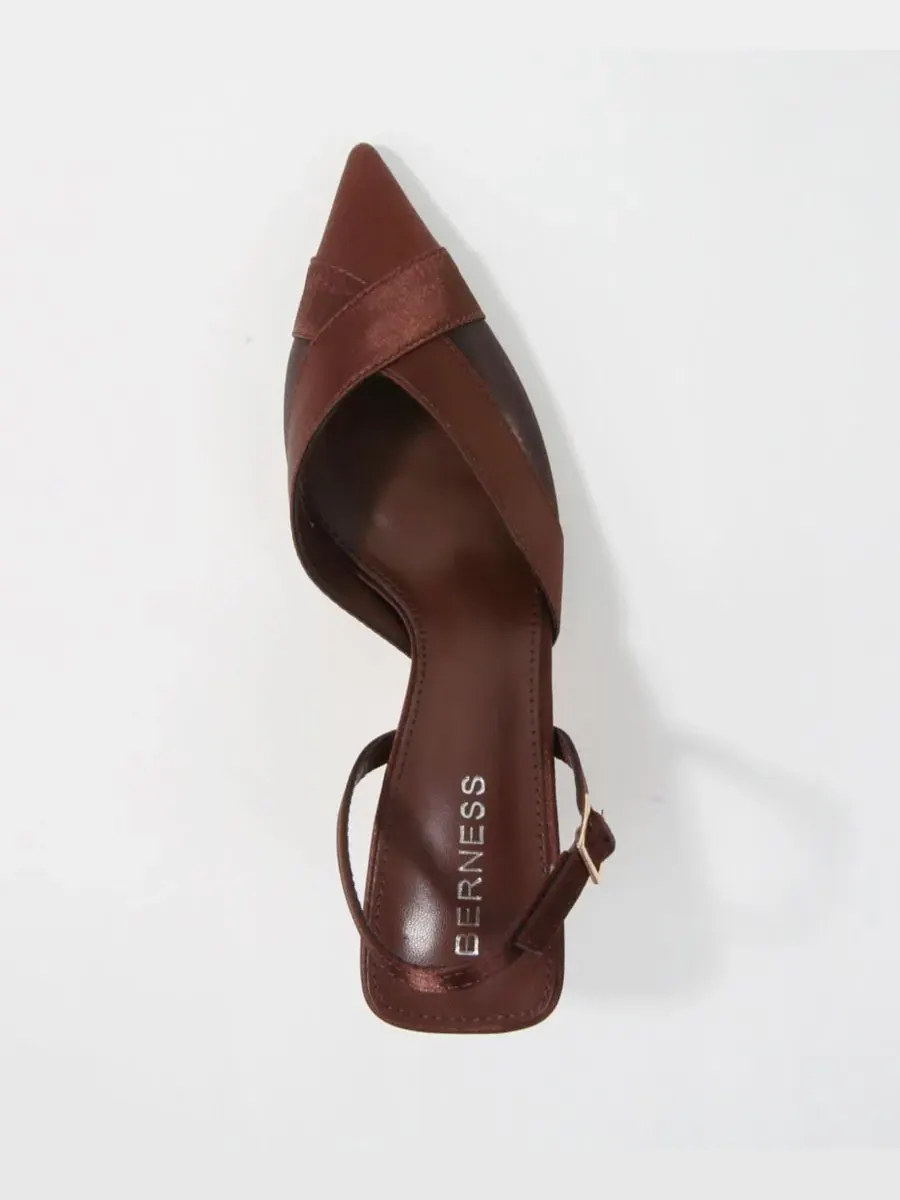 Туфли-лодочки Hailee Mesh and Satin Special Occasion Slingback Pumps BERNESS — изображение 4 из 7, коричневый