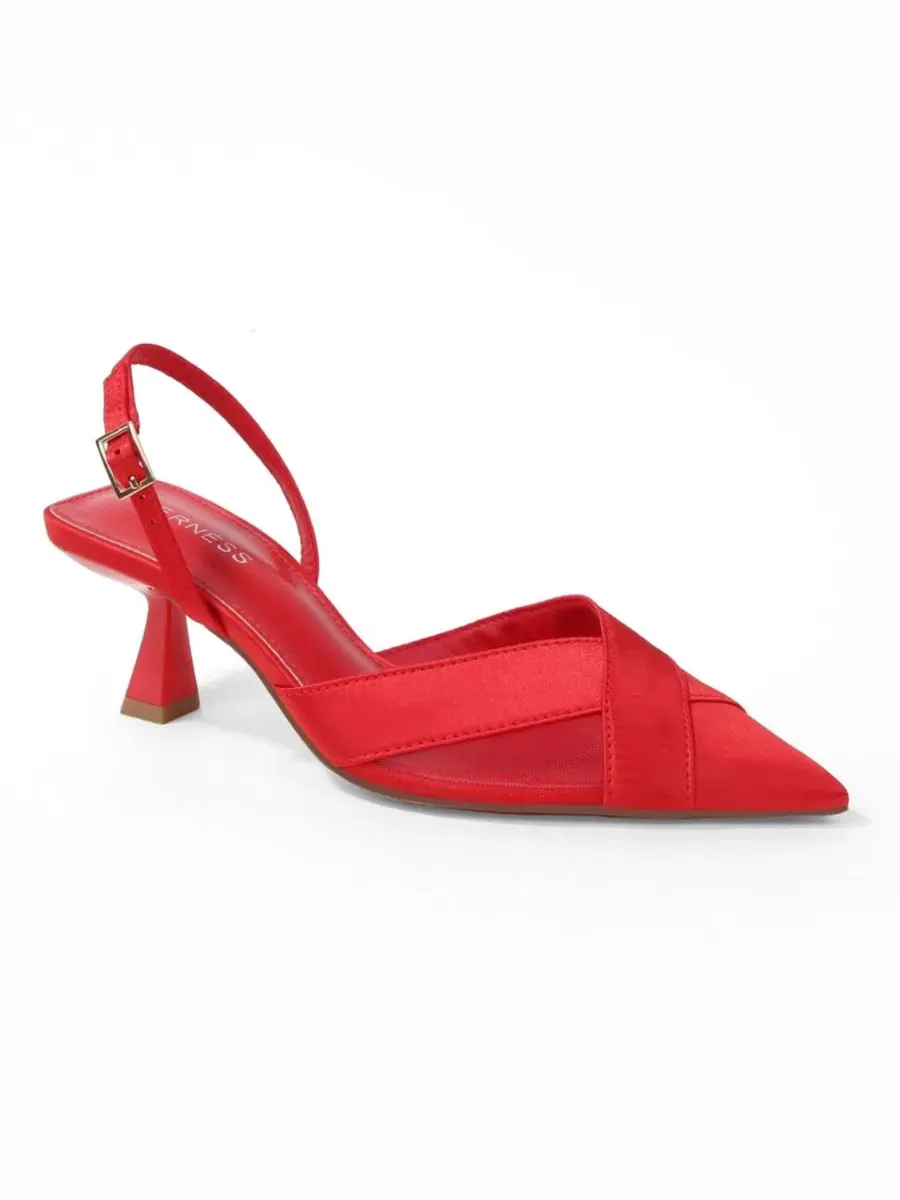 Босоножки-туфли Hailee Mesh and Satin Special Occasion Slingback BERNESS — изображение 1 из 7, красный