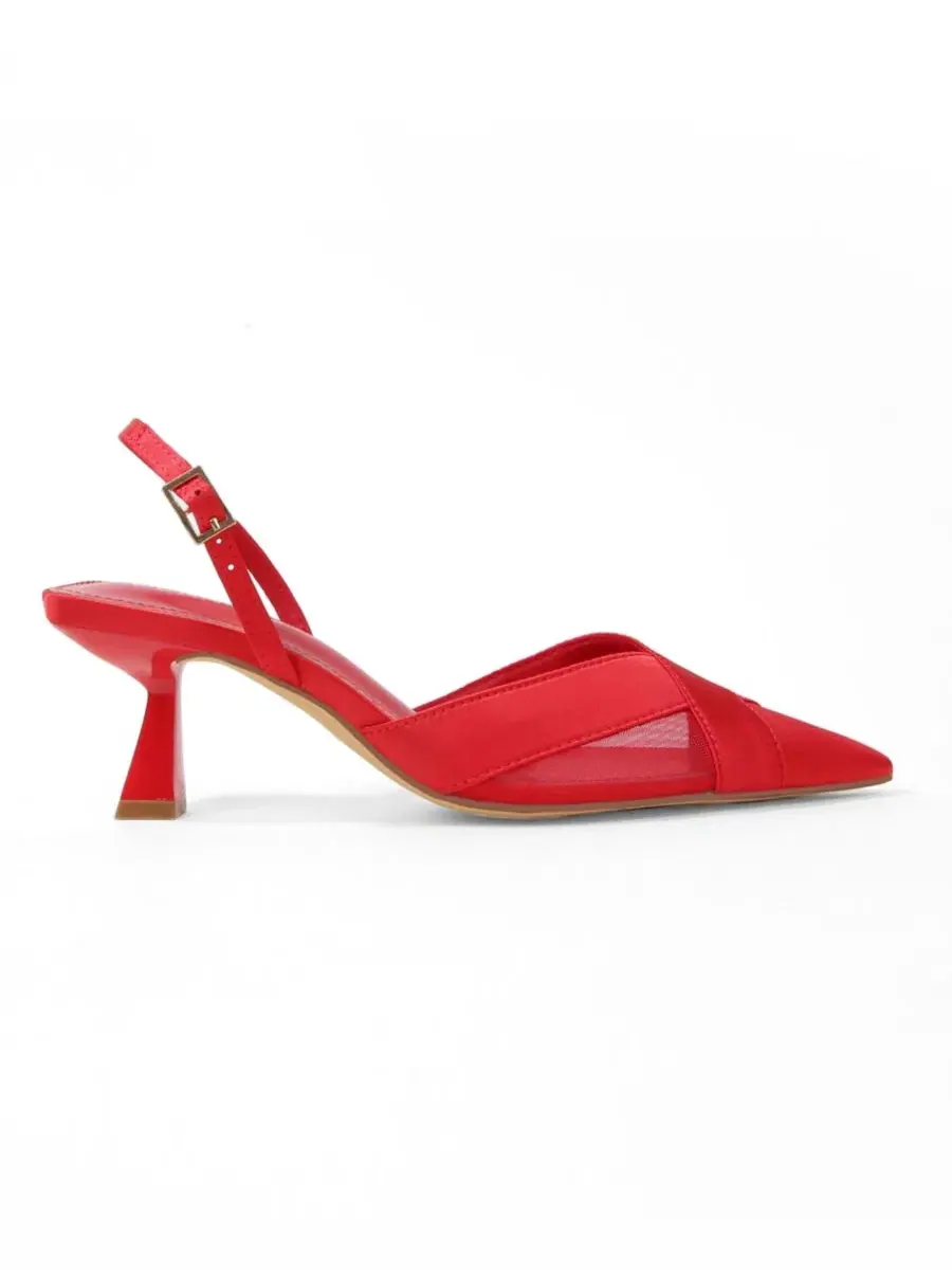 Босоножки-туфли Hailee Mesh and Satin Special Occasion Slingback BERNESS — изображение 2 из 7, красный