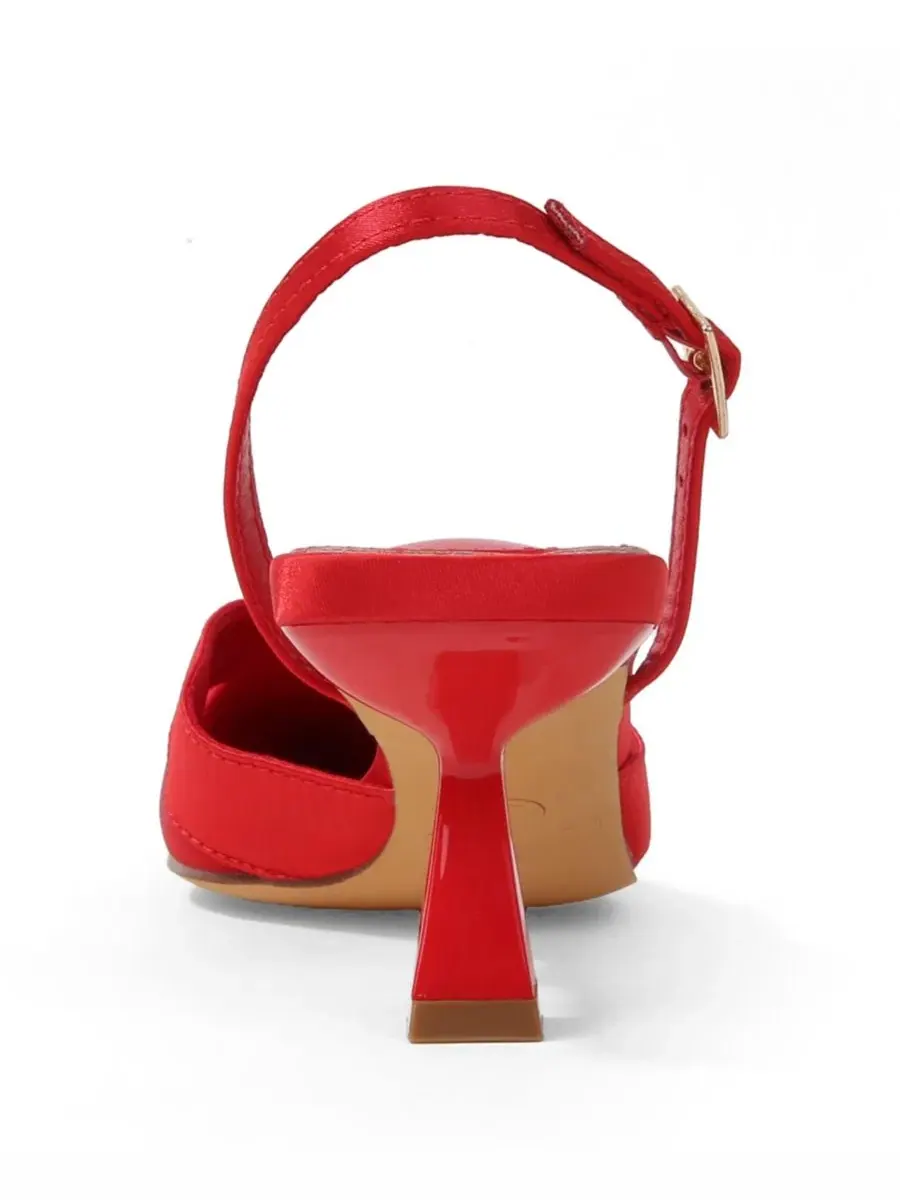 Босоножки-туфли Hailee Mesh and Satin Special Occasion Slingback BERNESS — изображение 3 из 7, красный