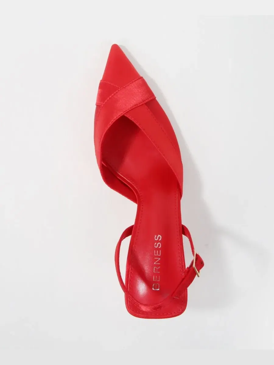 Босоножки-туфли Hailee Mesh and Satin Special Occasion Slingback BERNESS — изображение 4 из 7, красный
