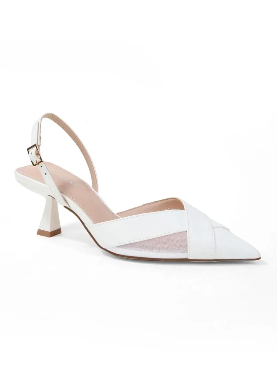 Туфли-лодочки Hailee Mesh and Satin Special Occasion Slingback Pumps BERNESS — изображение 1 из 11, белый