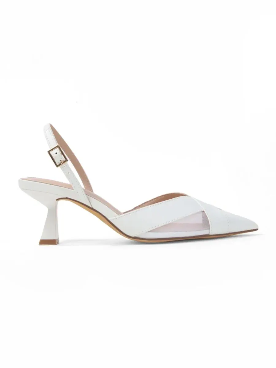 Туфли-лодочки Hailee Mesh and Satin Special Occasion Slingback Pumps BERNESS — изображение 2 из 11, белый