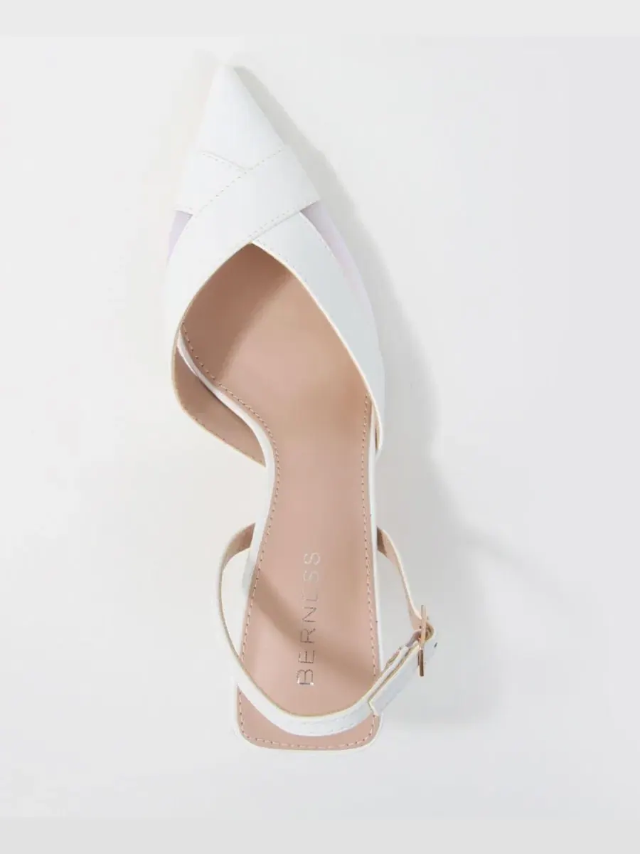 Туфли-лодочки Hailee Mesh and Satin Special Occasion Slingback Pumps BERNESS — изображение 4 из 11, белый