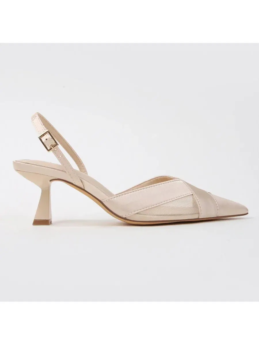 Туфли-лодочки Hailee Mesh and Satin Special Occasion Slingback Pumps BERNESS — изображение 10 из 11, белый