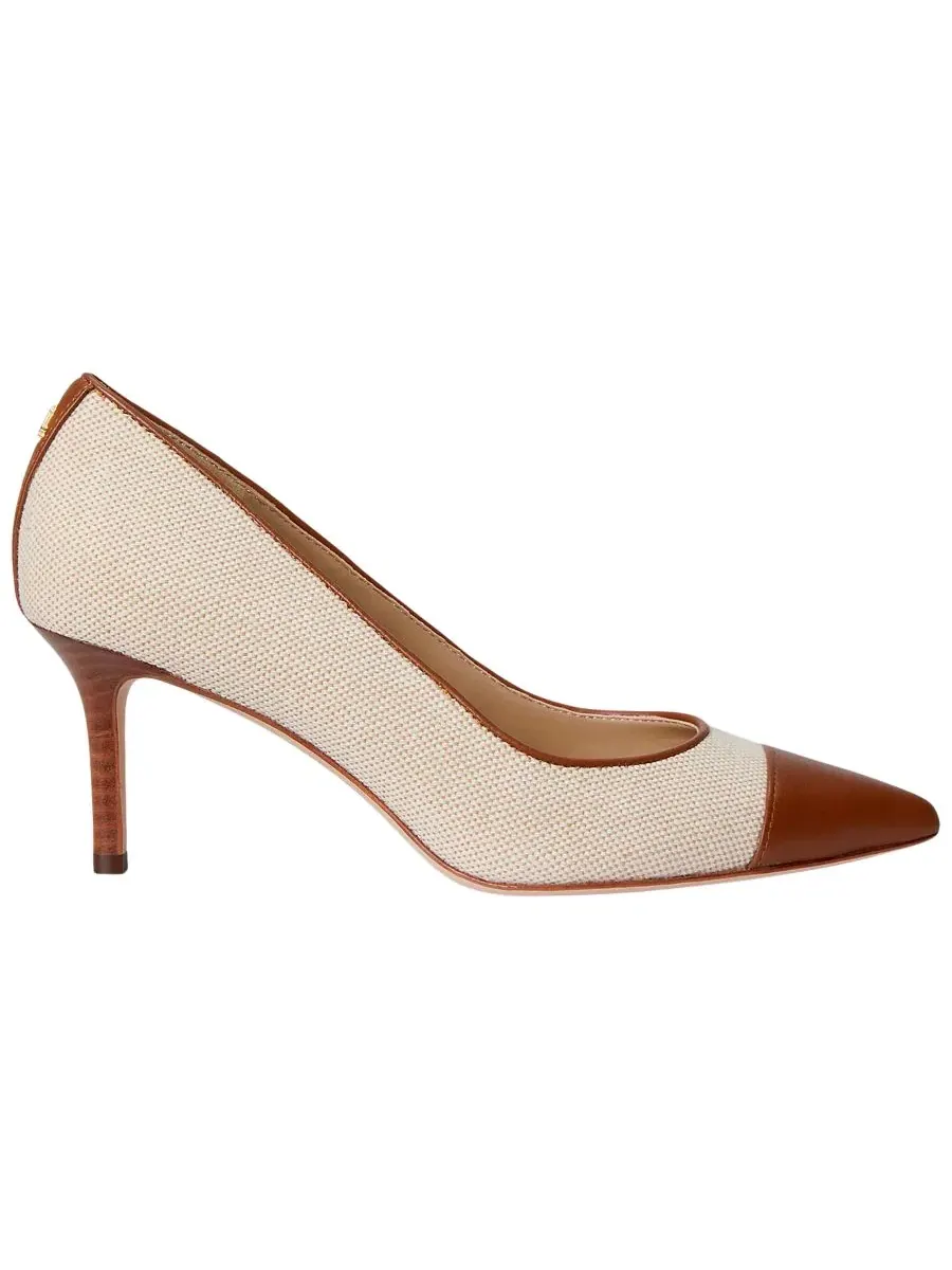 Туфли-лодочки на каблуке с мысом из промытого хлопка Lanette Lauren Ralph Lauren — изображение 2 из 4, натуральный/бежевый