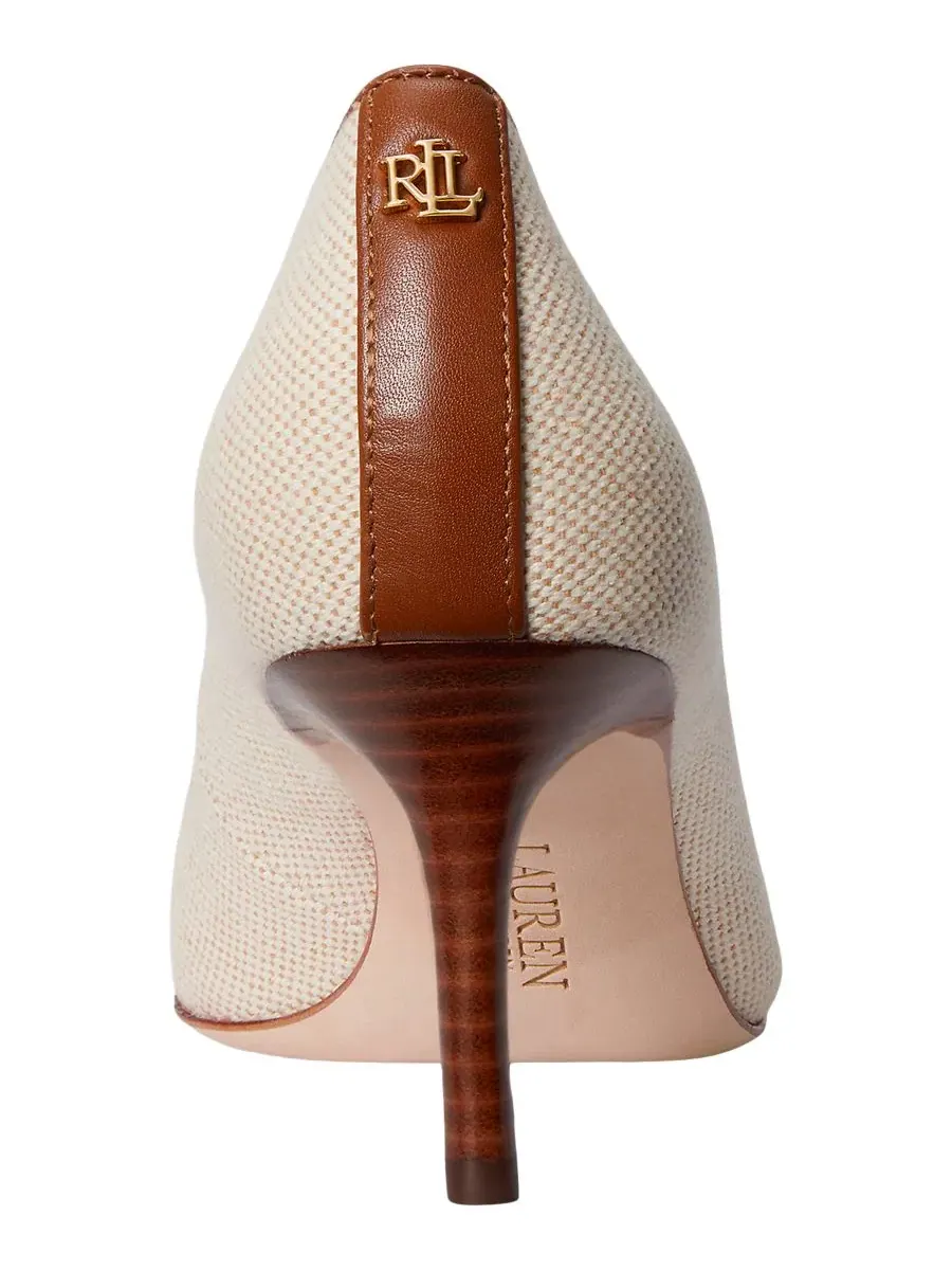 Туфли-лодочки на каблуке с мысом из промытого хлопка Lanette Lauren Ralph Lauren — изображение 3 из 4, натуральный/бежевый