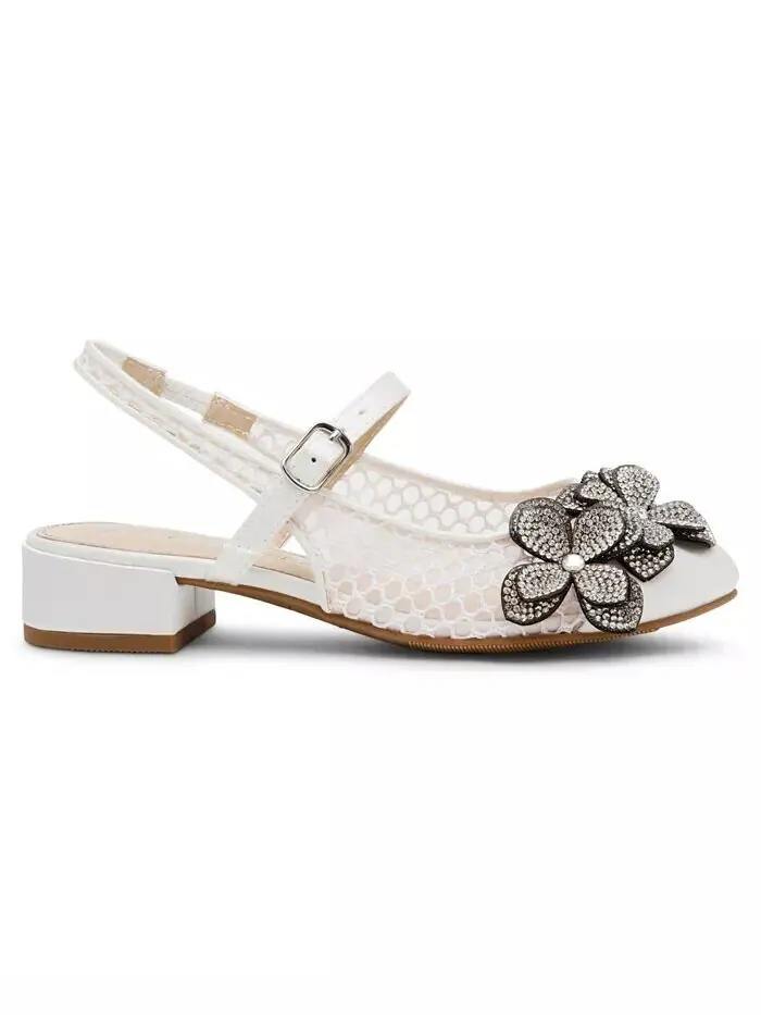 Туфли Sofya Mesh Flats с цветами для маленьких и больших девочек Betsey Johnson — изображение 2 из 5, белый