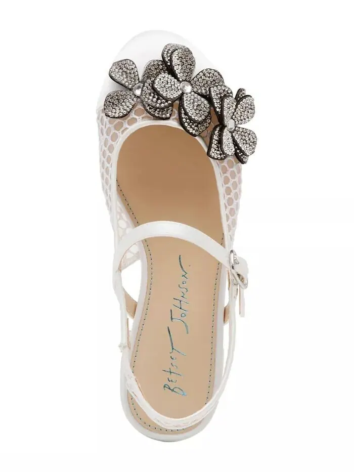 Туфли Sofya Mesh Flats с цветами для маленьких и больших девочек Betsey Johnson — изображение 3 из 5, белый