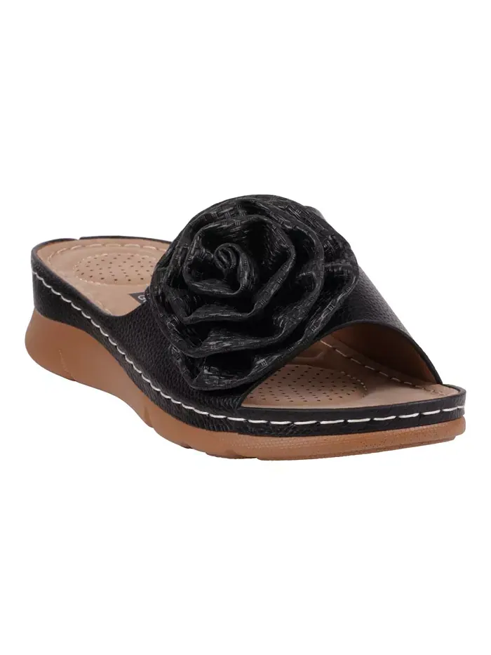 Женские плоские сандалии Honey Flower Rosette GC Shoes — изображение 1 из 5, черный