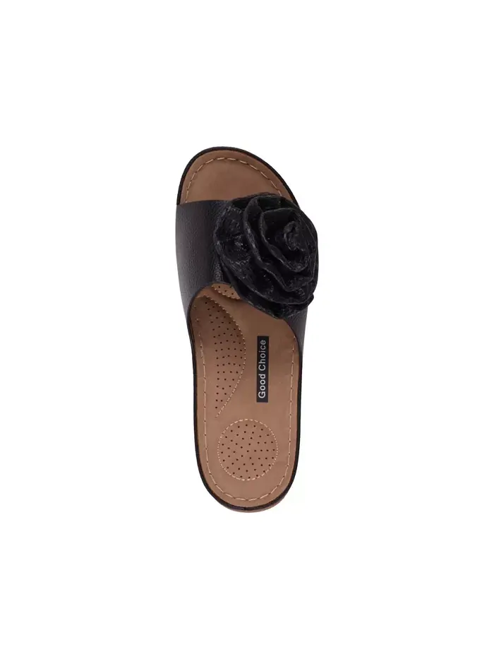 Женские плоские сандалии Honey Flower Rosette GC Shoes — изображение 4 из 5, черный