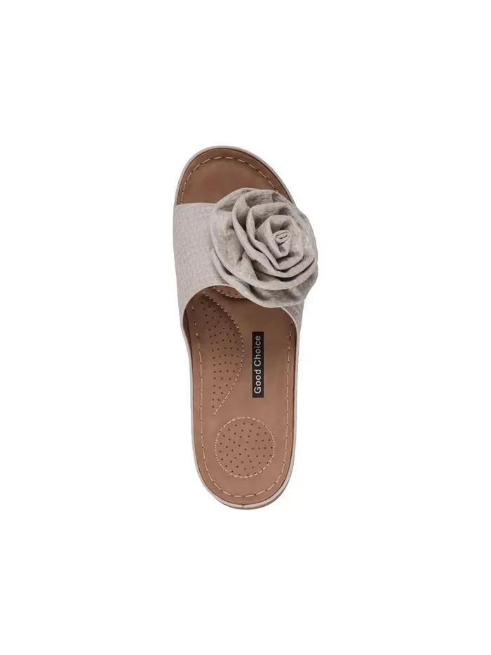 Женские плоские сандалии Honey Flower Rosette GC Shoes — изображение 4 из 5, серый
