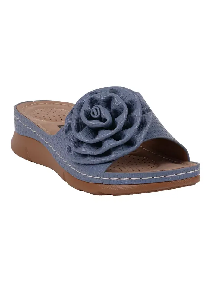 Женские плоские сандалии Honey Flower Rosette GC Shoes — изображение 1 из 5, синий