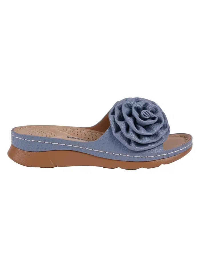 Женские плоские сандалии Honey Flower Rosette GC Shoes — изображение 2 из 5, синий