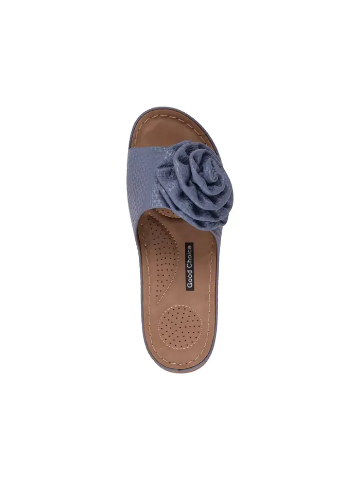 Женские плоские сандалии Honey Flower Rosette GC Shoes — изображение 4 из 5, синий