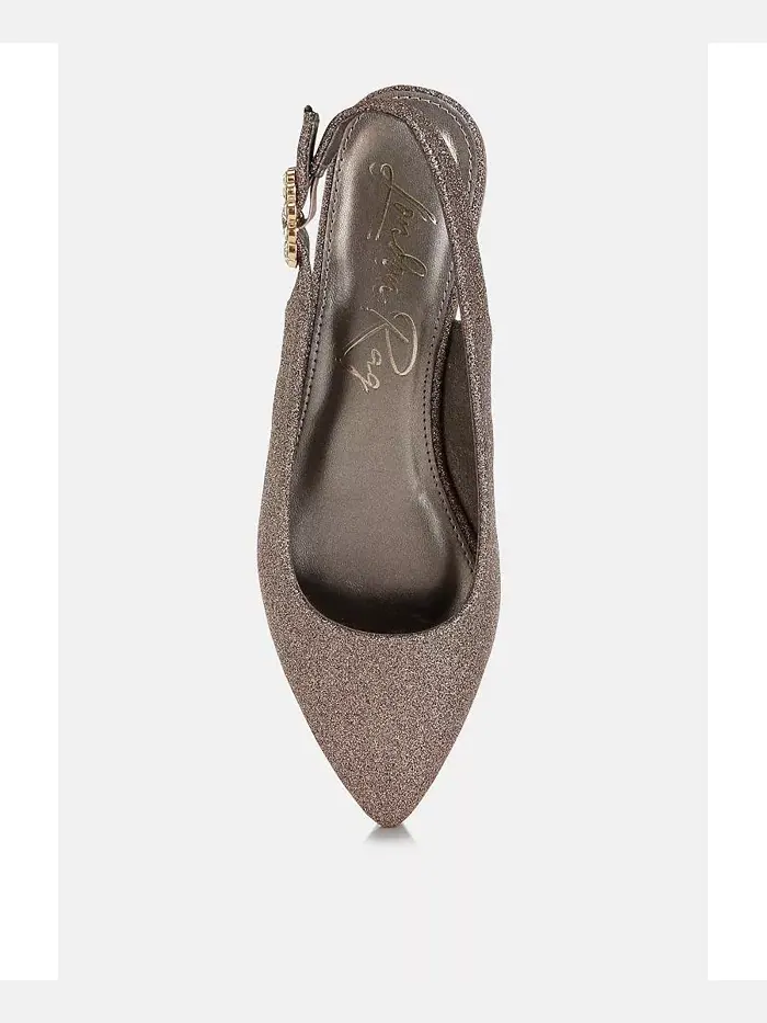 Giora Glitter Slingback Туфли на плоской подошве женские босоножки London Rag — изображение 4 из 5, коричневый