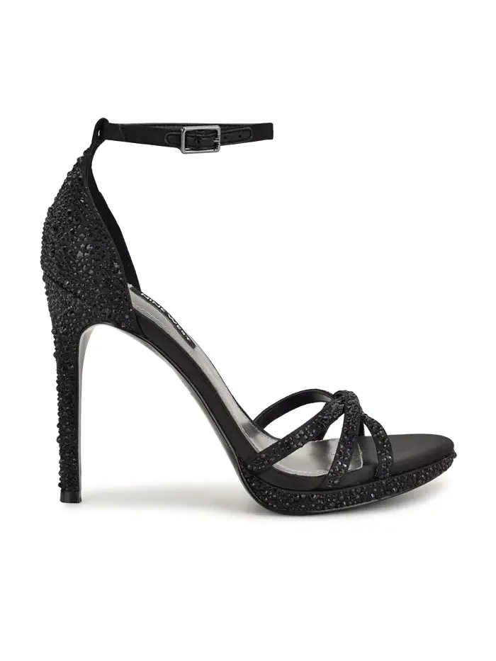 Женские блестящие босоножки Lartay на шпильке с ремешками Nine West — изображение 2 из 5, черный