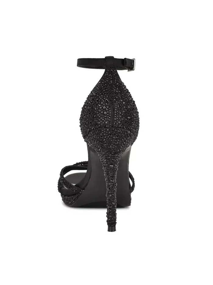 Женские блестящие босоножки Lartay на шпильке с ремешками Nine West — изображение 3 из 5, черный
