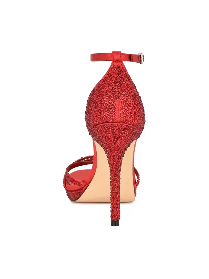Женские блестящие босоножки Lartay на шпильке с ремешками Nine West — изображение 3 из 5, красный