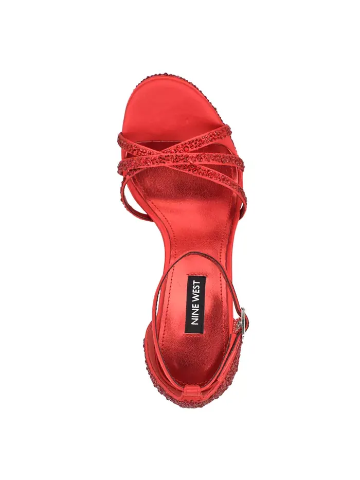 Женские блестящие босоножки Lartay на шпильке с ремешками Nine West — изображение 4 из 5, красный