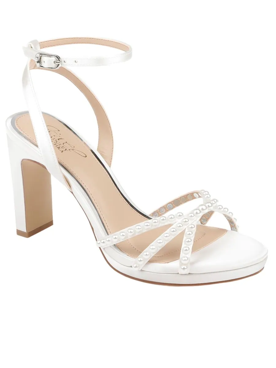 Женские сандалии Iona на блочном каблуке Jewel Badgley Mischka — белый