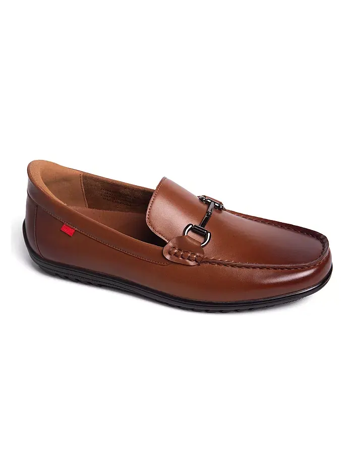 Эллиот Роуд Кожаные Лоферы с Пряжкой и Технологией Hands-Free Slip On Marc Joseph New York — изображение 1 из 8, коньячный